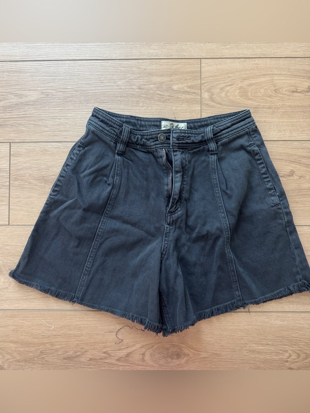 We The Free Black High-Rise Raw-Hem Denim Shorts